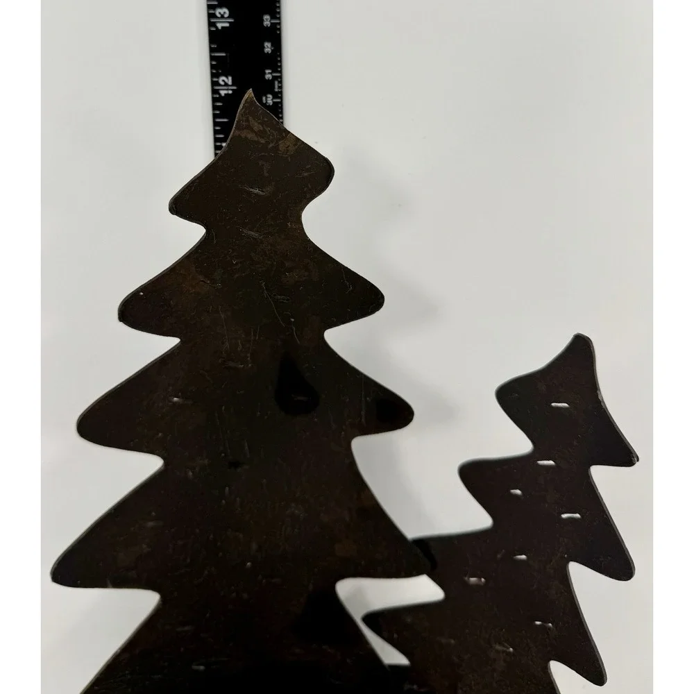 Metal Christmas Tree Candle Holder Rustic Brown‎ Holiday Decor 12